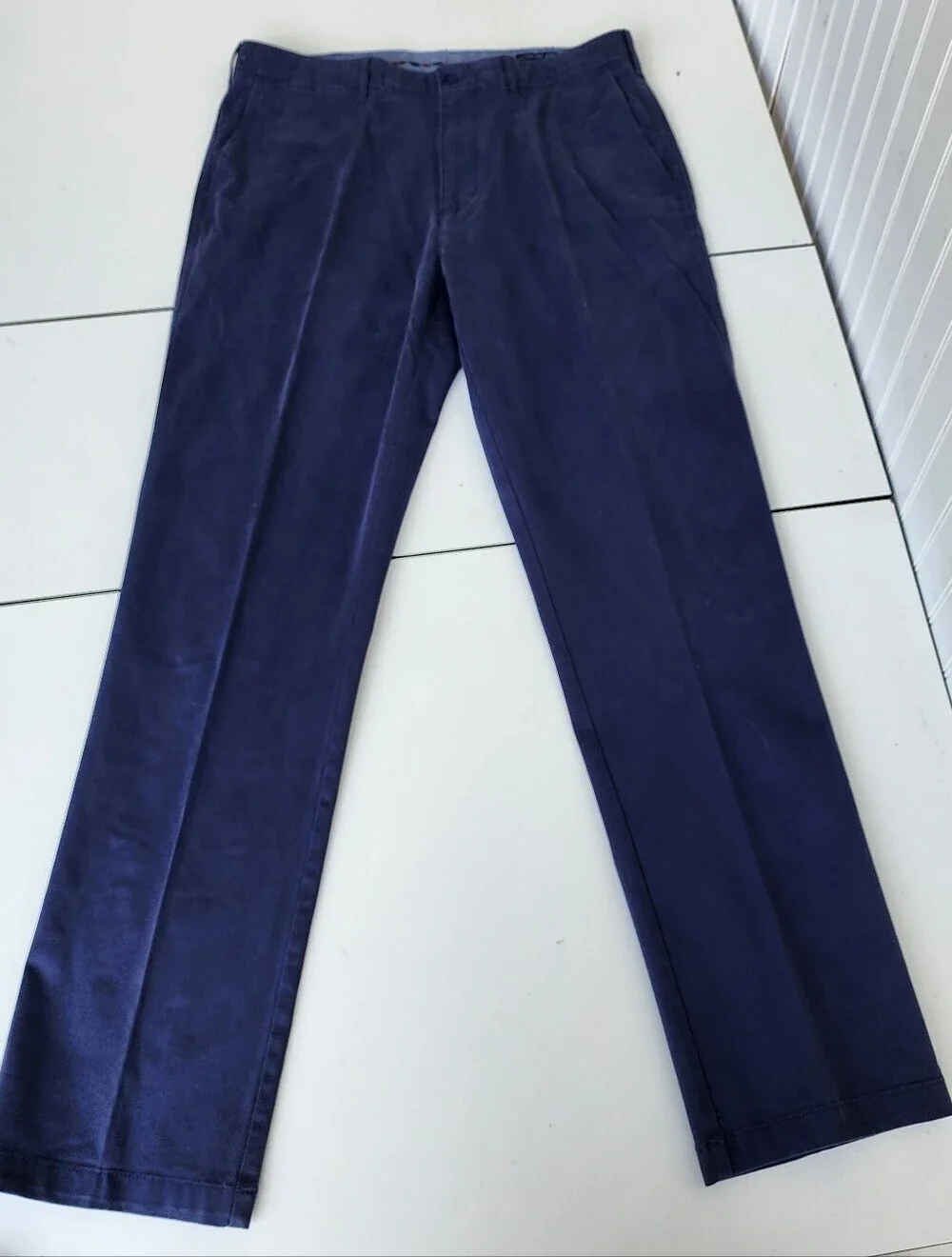 Cremieux Comfort Stretch Navy Blue Mens Pants Size 34x34 Flat Front Pockets